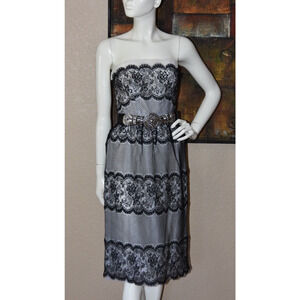 Jill Richards for I.Magnin Designer Chiffon Black Lace Strapless Dress Size 6